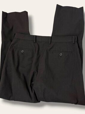 Calvin Klein Pants Mens 32x30 Black Flat Front Stretch Dress Trouser Tailored